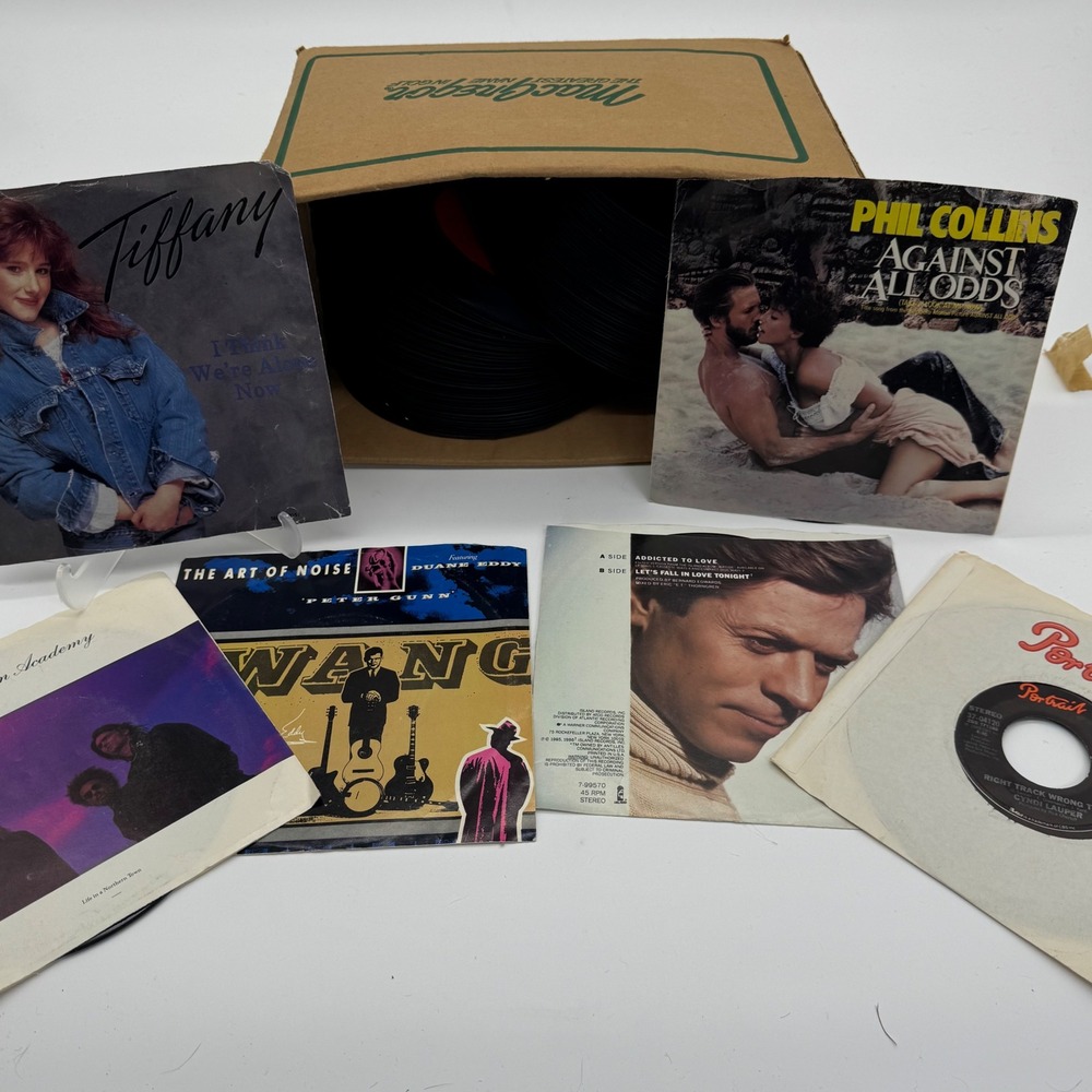 85 Count Vintage 45 RPM Vinyl Record Lot Phil Collins ABBA Elton John 7 Inch 45s